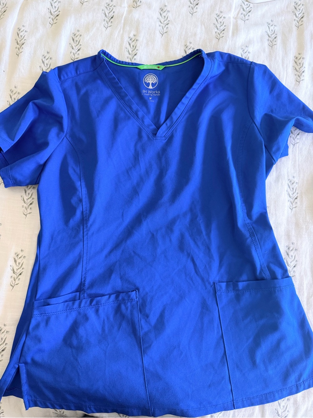 Women's V-Neck Royal Blue Scrub Top Healing Hands